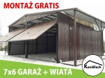 Garaż blaszany 7x6m z zadaszeniem wiatą konstrukcja profil